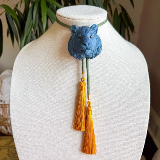 Storm Blue Tiger Bolo with Olive & Golden Yellow