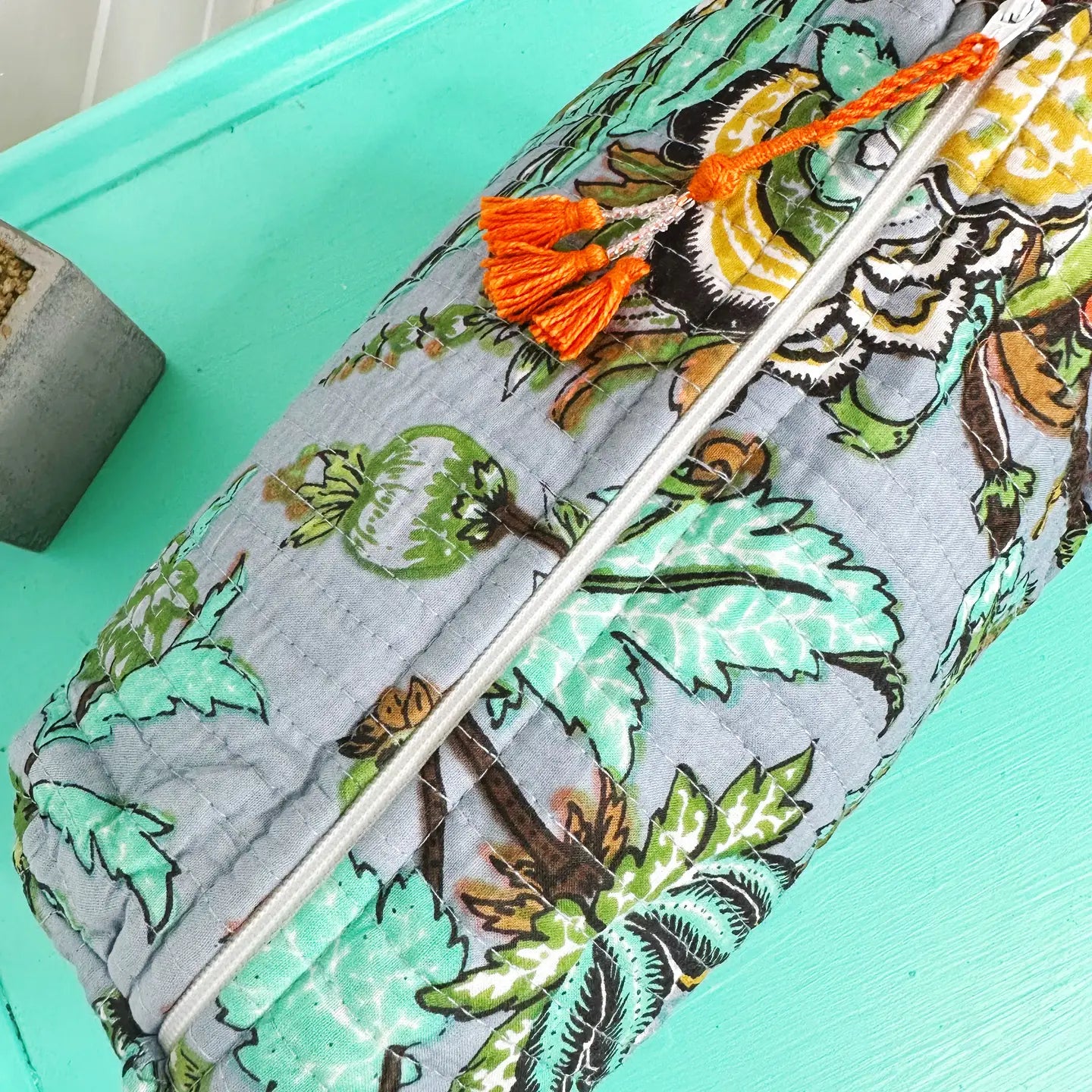 Botanical Print Quilted Cosmetic Bag