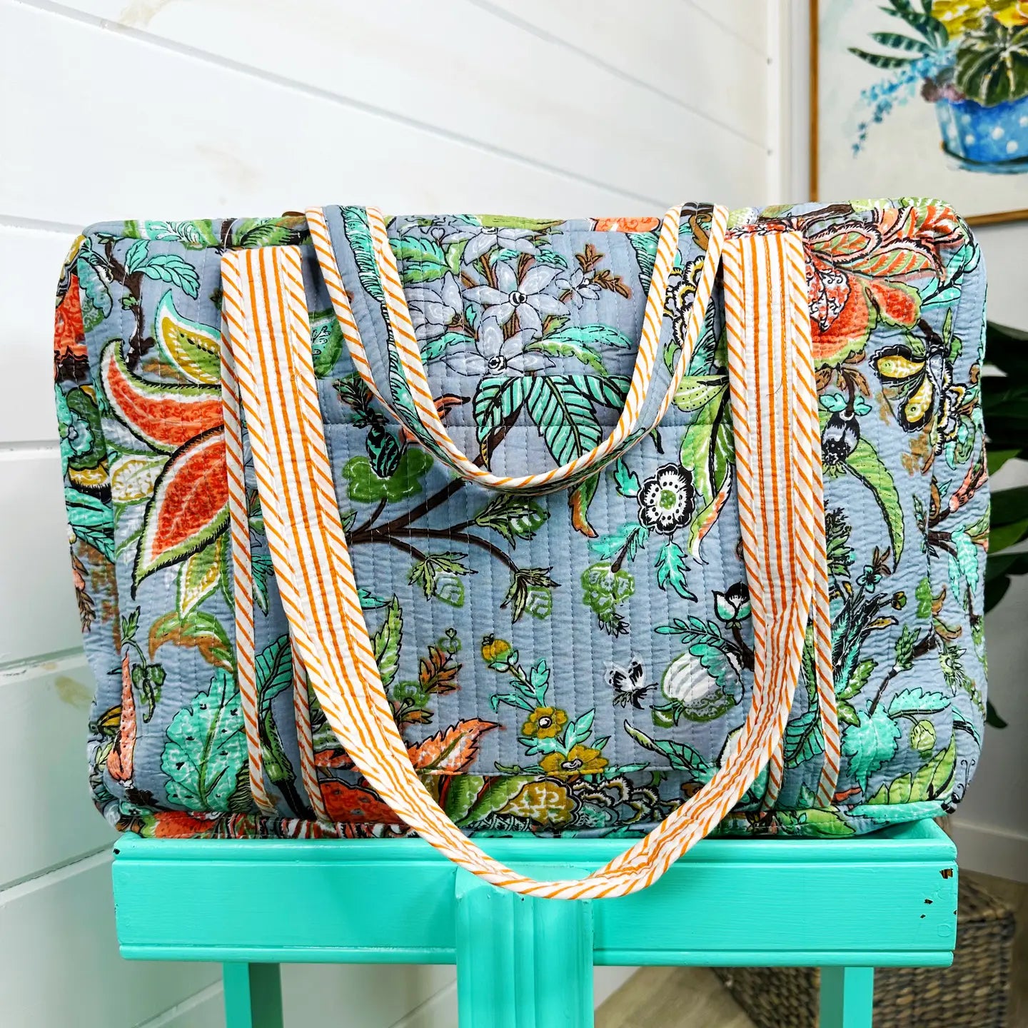 Botanical Printed Quilted Weekender Bag