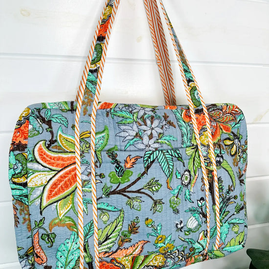 Botanical Printed Quilted Weekender Bag