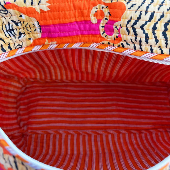 Hot Pink and Orange Tiger Weekender Quilted Bag