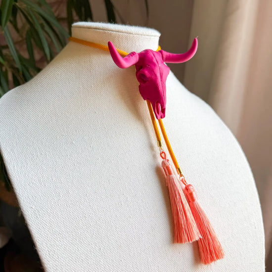 Raspberry Longhorn Bolo with Golden Yellow & Peach