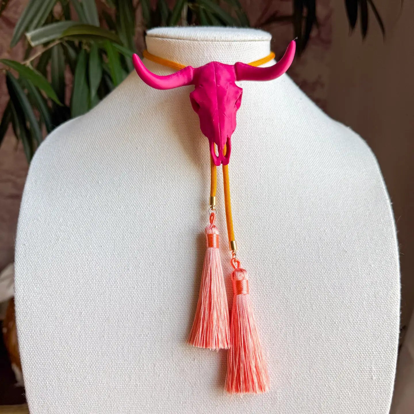 Raspberry Longhorn Bolo with Golden Yellow & Peach