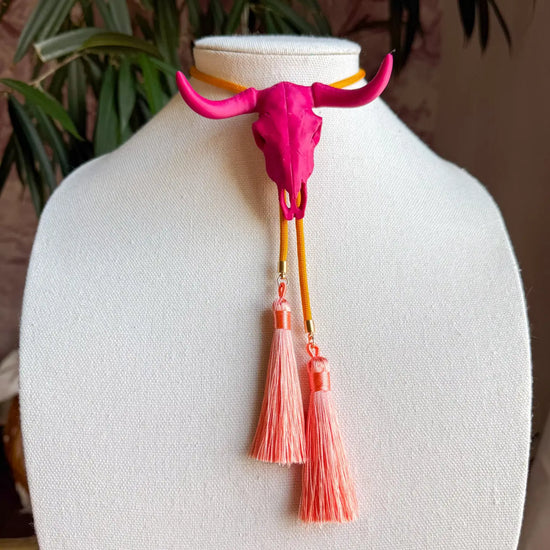 Raspberry Longhorn Bolo with Golden Yellow & Peach