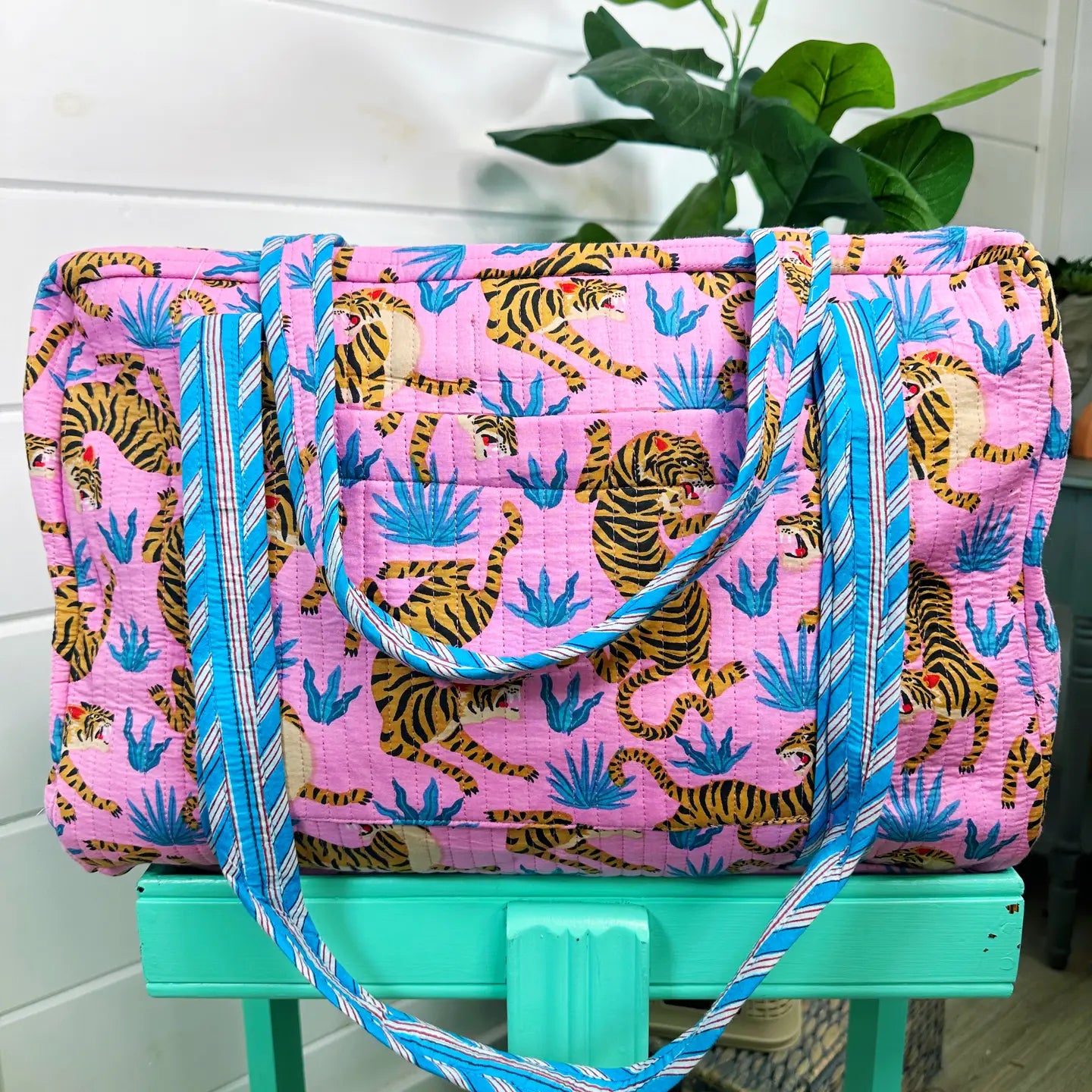 Purple Tiger Quilted Weekender Bag