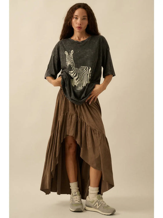 Vintage Zebra Oversized Mineral-Wash Graphic Tee